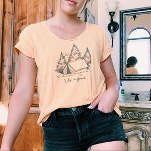 Life is Good Yellow Camping Tee